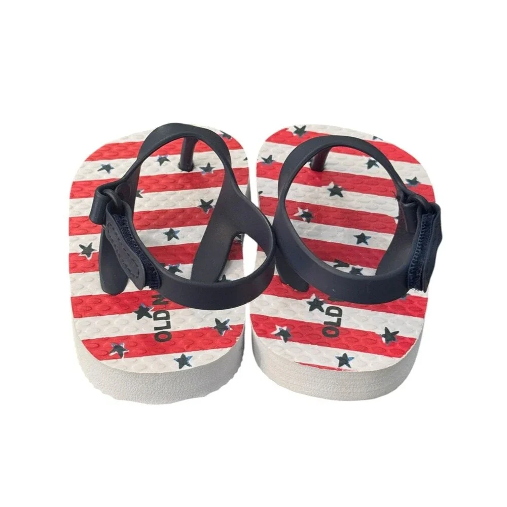 Old Navy Baby Girls 4th of July USA Patriotic Americana Flip Flops. 3-6 Months.